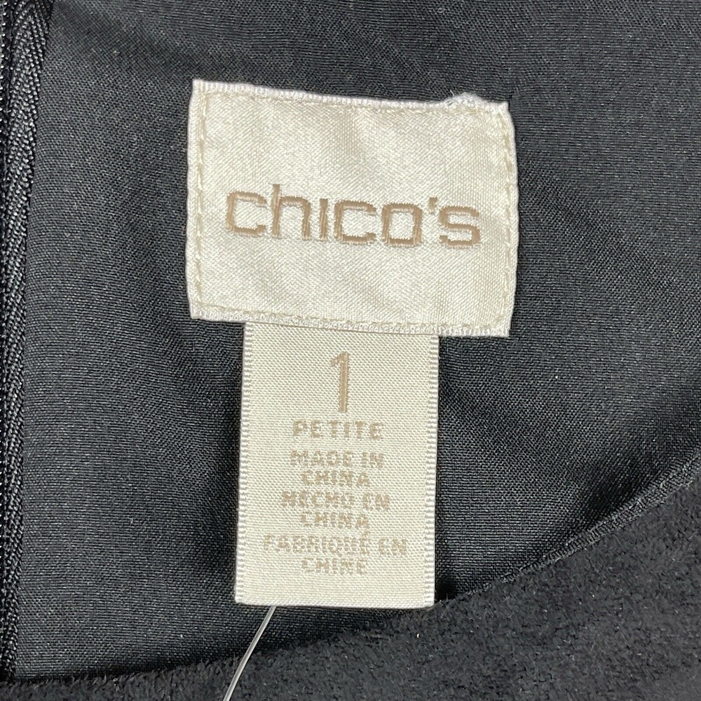 Chicos Dress Womens 1 Petite Medium 8P Black Brown‎ Suede Faux Leather Patchwork - Picture 4 of 14